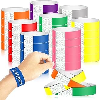 SYOSI Paper Bracelets for Events, Neon Wristbands, Coloured Bracelets, Waterproof for Parties, Clubs, Light Concerts, Self Adhesive Wristbands (Pack of 240)