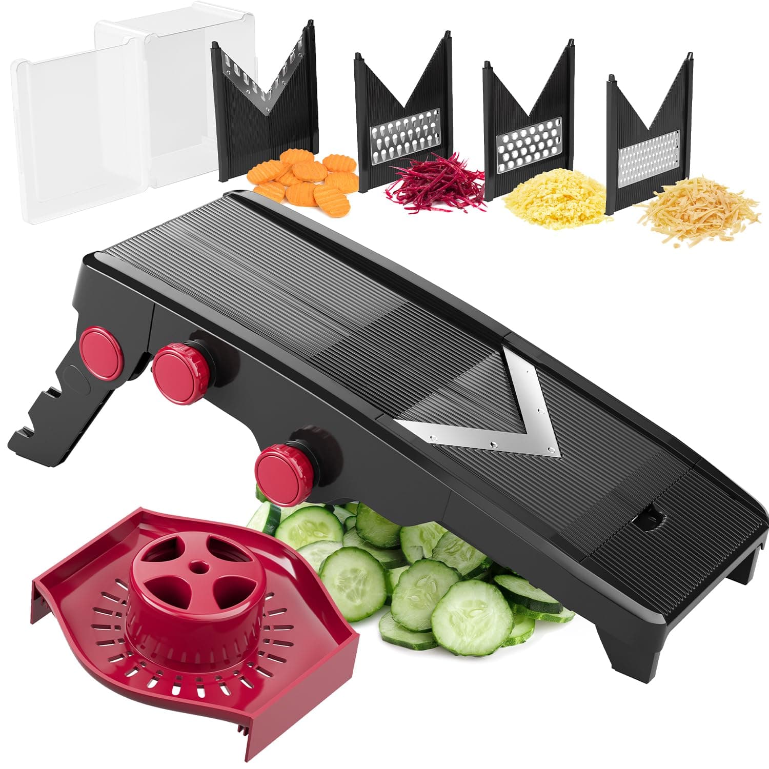 Austria Mandoline Slicer for Kitchen, Adjustable Vegetable Chopper, Fruit, Cheese Grater, Potato Chips Slicer - Black