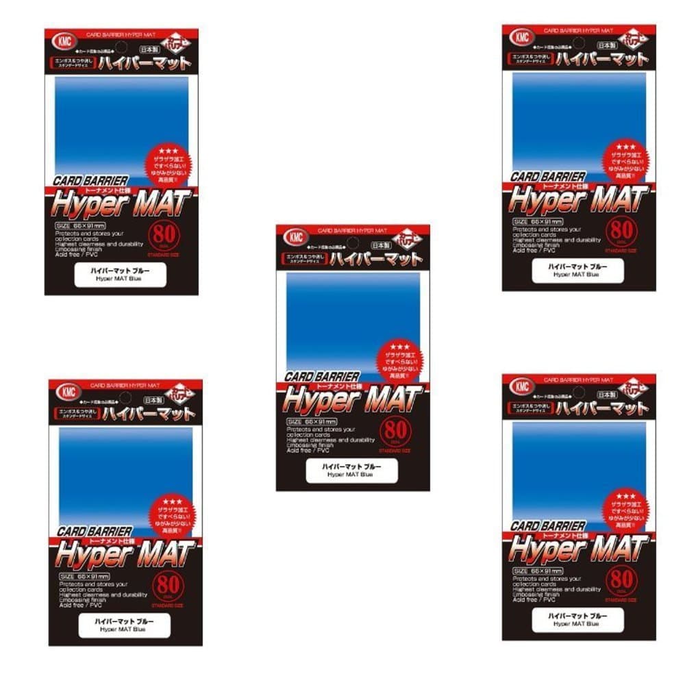 KMC Hyper Matte Sleeves Blue×5 Sets (5 Packs/total 400 Sheets) (Japan Import) Made in Japan by KMC