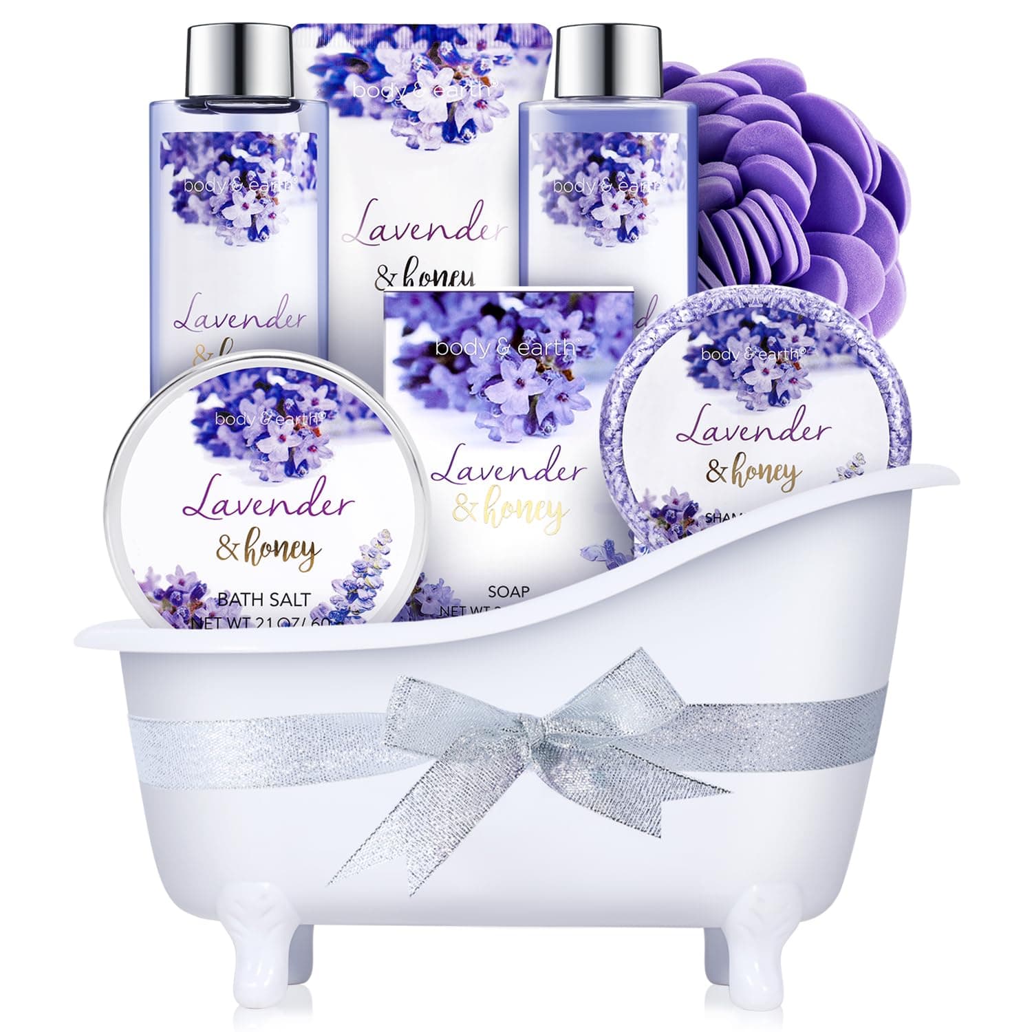 – Bath and Body Gift Set - 8 Pcs Bath Spa Gift Sets Lavender&Honey Scent, Includes Bubble Bath, Shower Gel, Soap, Body Lotion, Bath Salt and More, Perfect Gift.