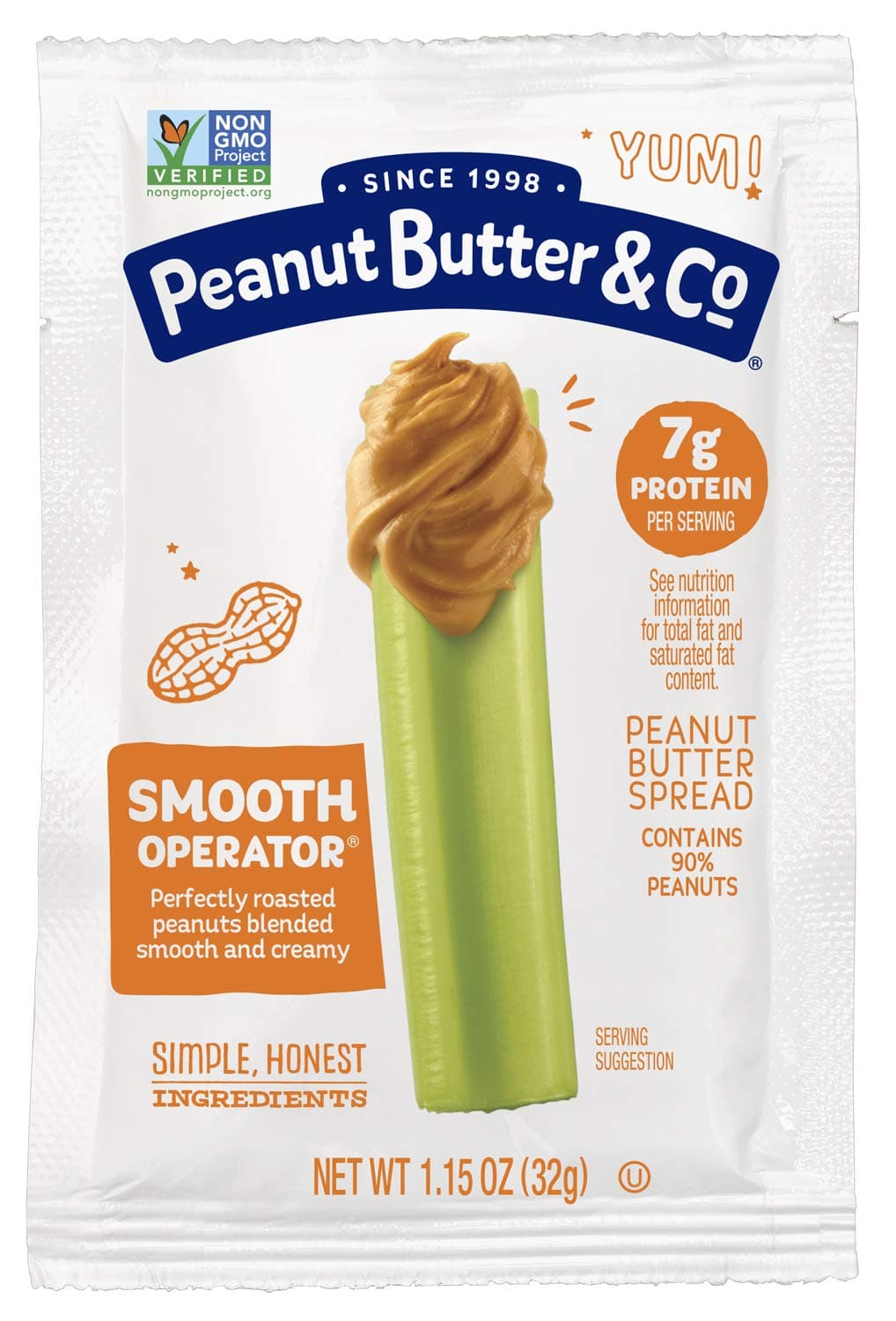 Peanut Butter & Co.Smooth Operator Peanut Butter Squeeze Packs, Non-GMO Project Verified, Gluten Free, Vegan, 1.15 oz (Pack of 200)