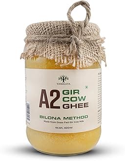 Vanalaya A2 Gir Cow Ghee | Traditionally Bilona Hand-Churned | Prepared from A2 Milk of Grass-Fed Gir Cows | Rich Aroma & Granular Texture | Pure Desi Ghee 400ml