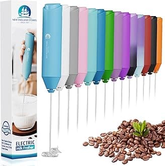 Electric Milk Frother Handheld, Battery Operated Whisk Beater Foam Maker for Coffee, Cappuccino, Latte, Matcha, Hot Chocolate, Mini Drink Mixer, No Stand, Sky Blue