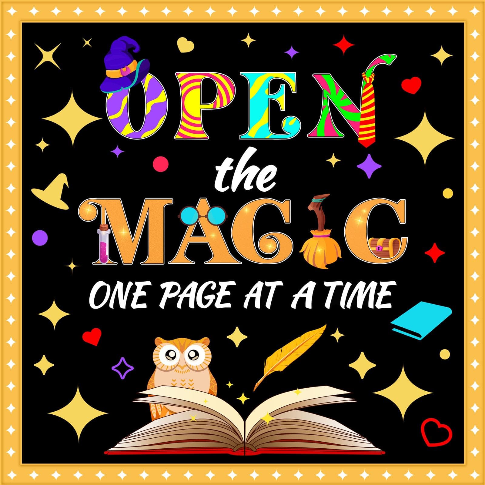 Magic Themed Classroom Bulletin Board Decorations Set Back to School Bulletin Boards decor Cutouts Classroom Wall Door Decorations for Kindergarten Preschool Elementary Middle School library