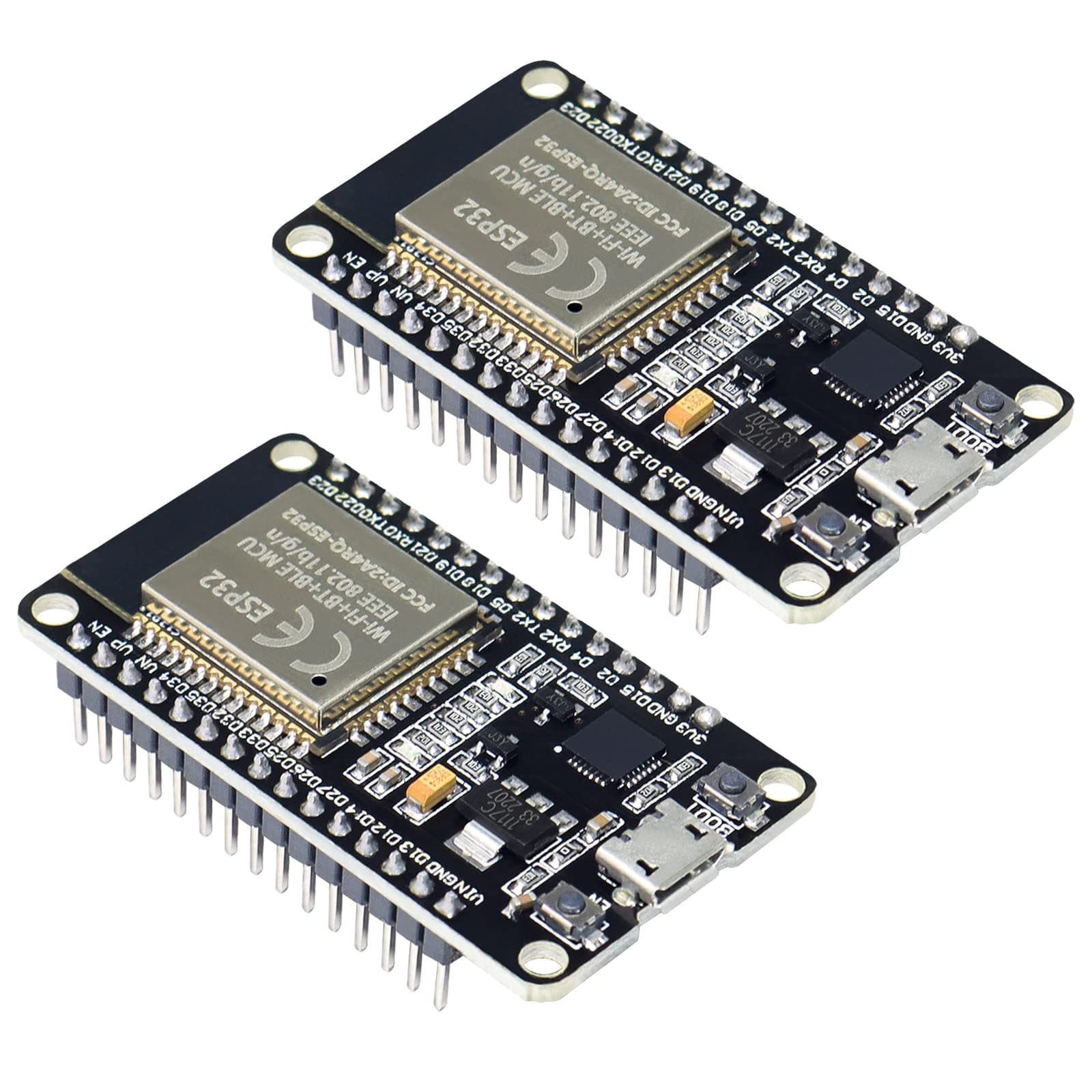 KeeYees ESP32S ESP32 Development Board 2.4 GHz Dual Core WLAN WiFi + Bluetooth 2-in-1 Microcontroller ESP-WROOM-32 Chip for Arduino (30PIN, 2PCS)