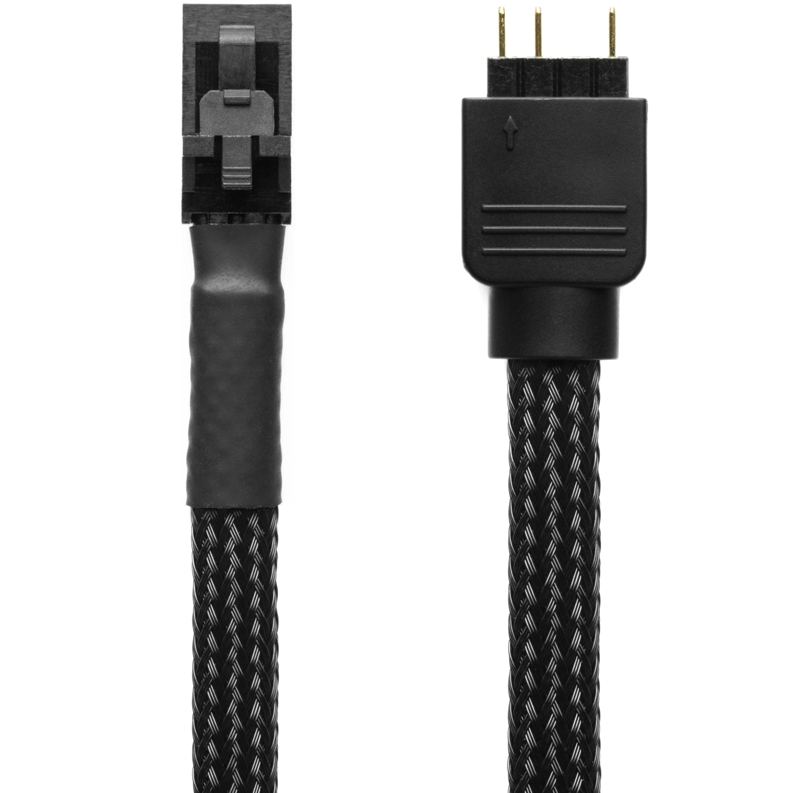 CRJ 3-Pin ARGB Lighting Adapter Cable - 6-inch (15cm) Premium Black Sleeved, for Corsair iCUE Commander and Node 3-Pin RGB Lighting