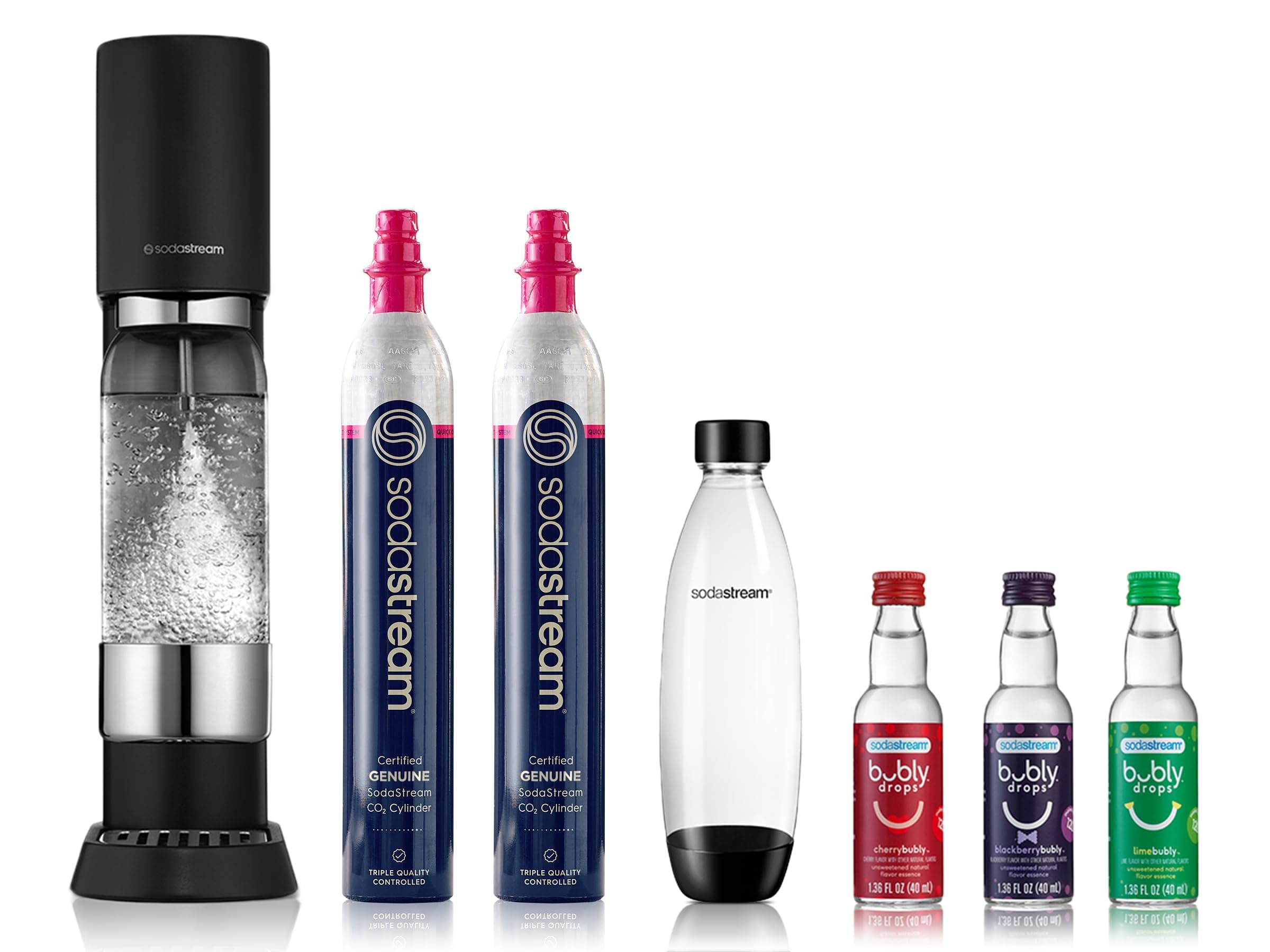 SodaStream Enso Sparkling Water Maker Value Bundle - includes CO2, Carbonating Bottles and Bubly Drop Flavors