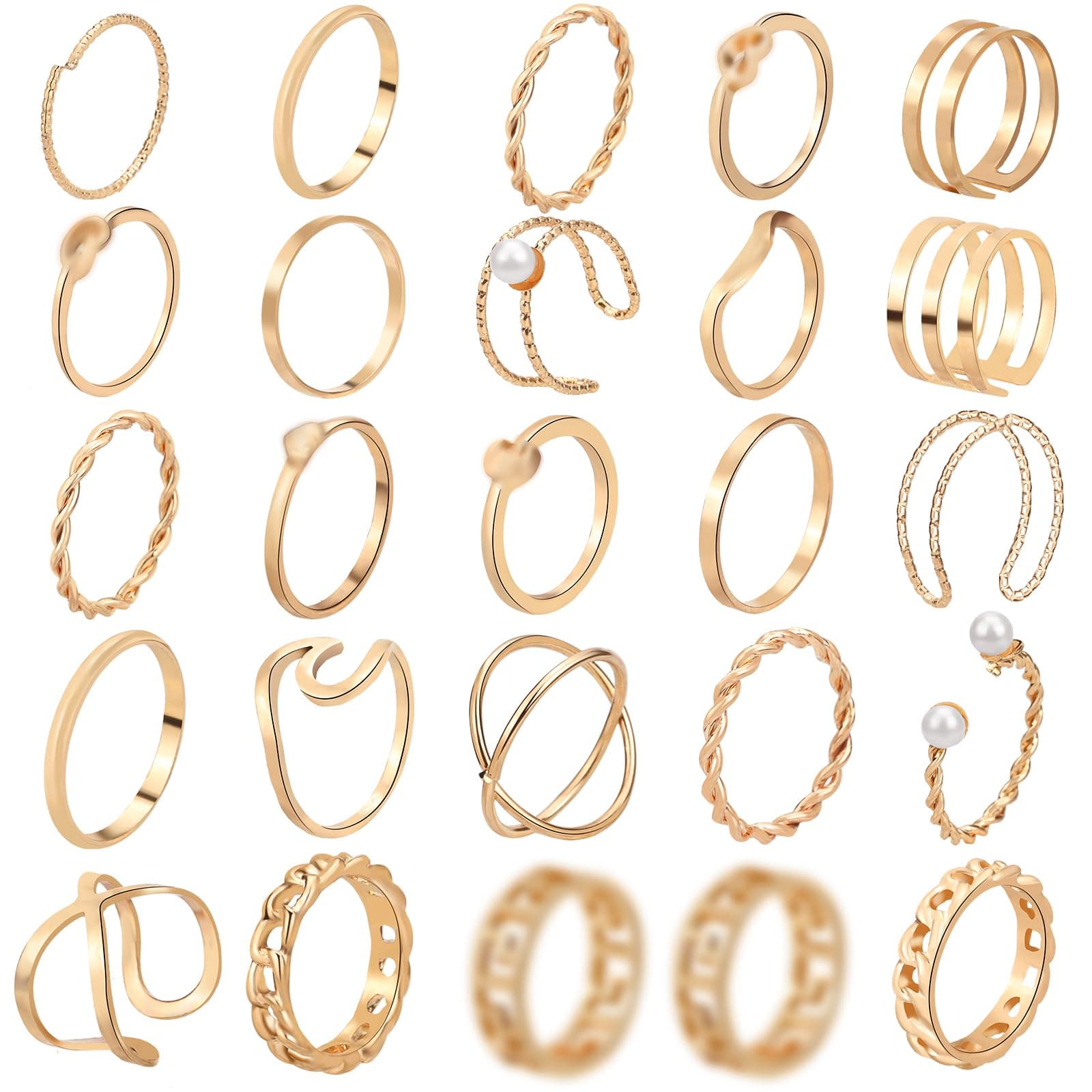 18-31 Pcs Knuckle Rings for Women Stackable Rings Sets Vintage Joint Finger Rings Gold Rings Set for Women Men Hollow Carved Flowers Crystal Rings