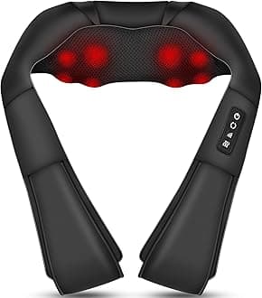 WOQQW Shiatsu Back Shouder and Neck Massager with Heat - Gifts for Women/Men/Mum/Dad - Electric Deep Tissue 4D Kneading Massager for Back, Neck and Shouer Pain Relief, Use at Home, Office, Car