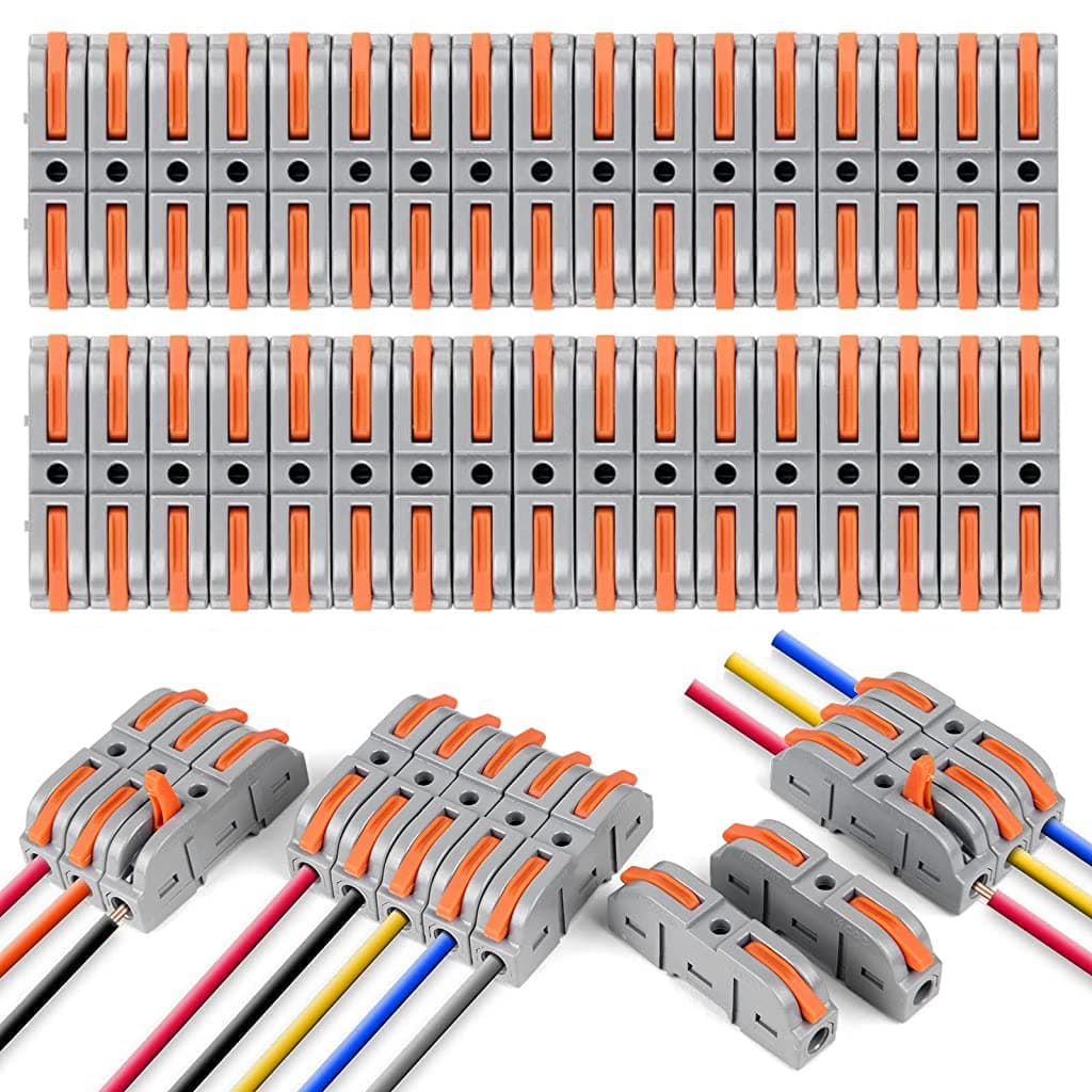Serplex Wire Connector, 34Pcs Universal Connection Terminals, Circuit Inline Splices Electric Connectors, SPL-1 Clamp with Actuation Lever, 4 mm² Conductor Clamp, Quick & Freely Assemble