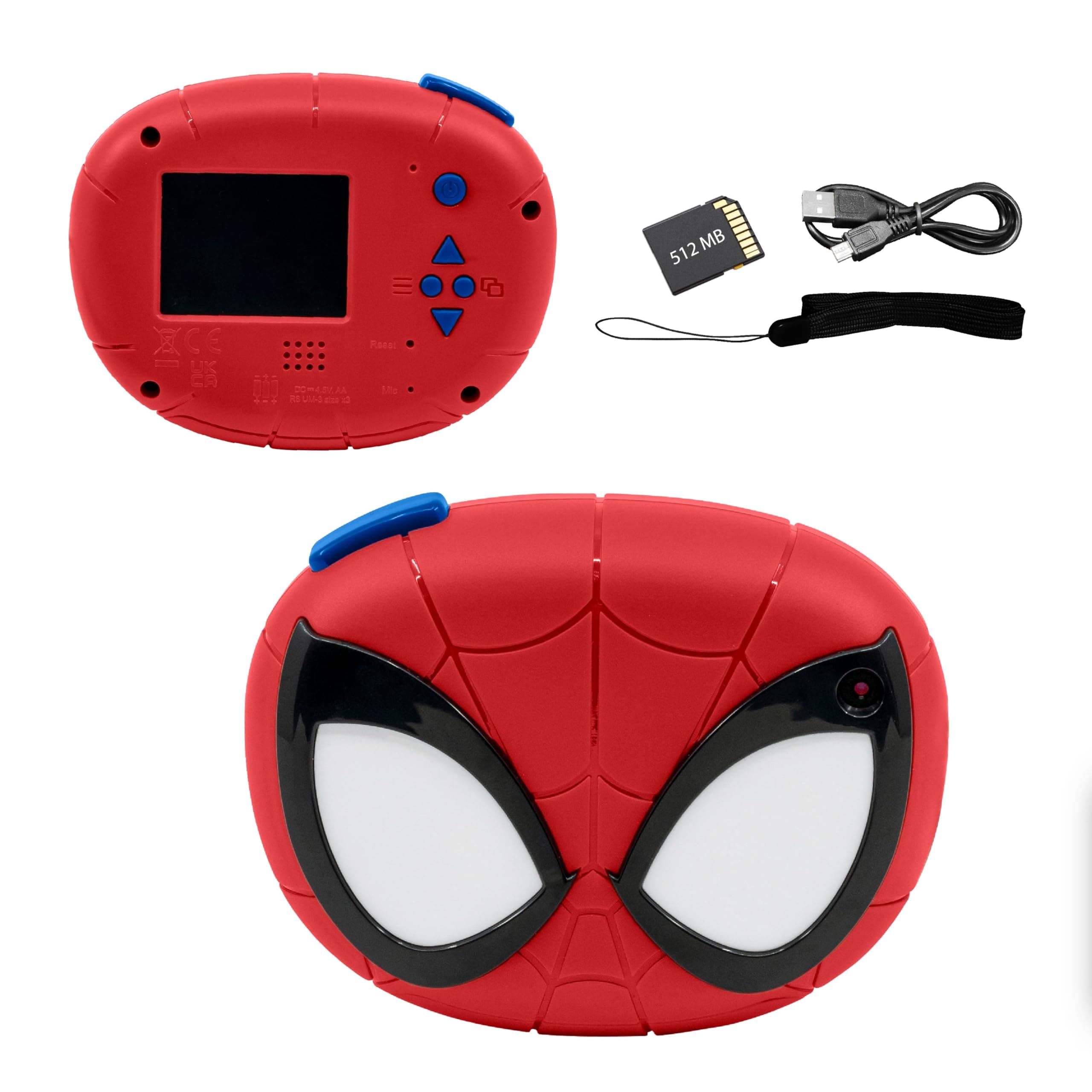 Spiderman Kids Digital Camera with SD Card, Video Camera, Built-in Digital Stickers for Kids, Red