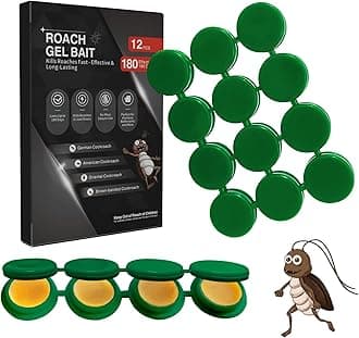 12 Pack Cockroach Gel Bait, Highly Effective Roach Gel Bait Indoor Infestation Solution, Fast Acting Cockroach Killer Indoor Home Kitchen Use, Easy to Apply & No Mess Roach Bait, Long-Lasting