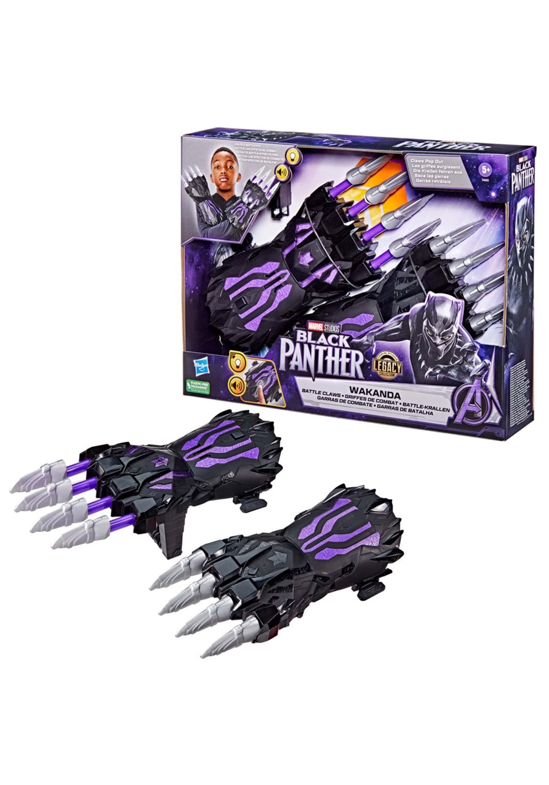 Marvel Studios' Black Panther Legacy Wakanda FX Battle Claws with Lights and Sounds, Kids Role Play Toys, Super Hero Toys for Ages 5 Up, Standard
