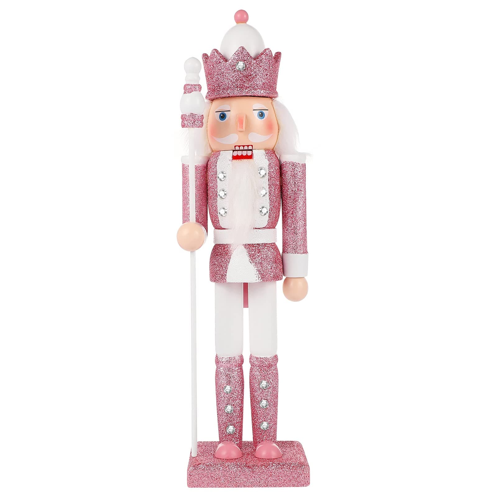Didiseaon Nutcracker Christmas Decorations: Pink Nutcracker Soldier 12 Inch /31cm Wooden Nut Cracker Figures Decorative Ornament for Xmas New Year Favor, Home Office Living Room Holiday Decor