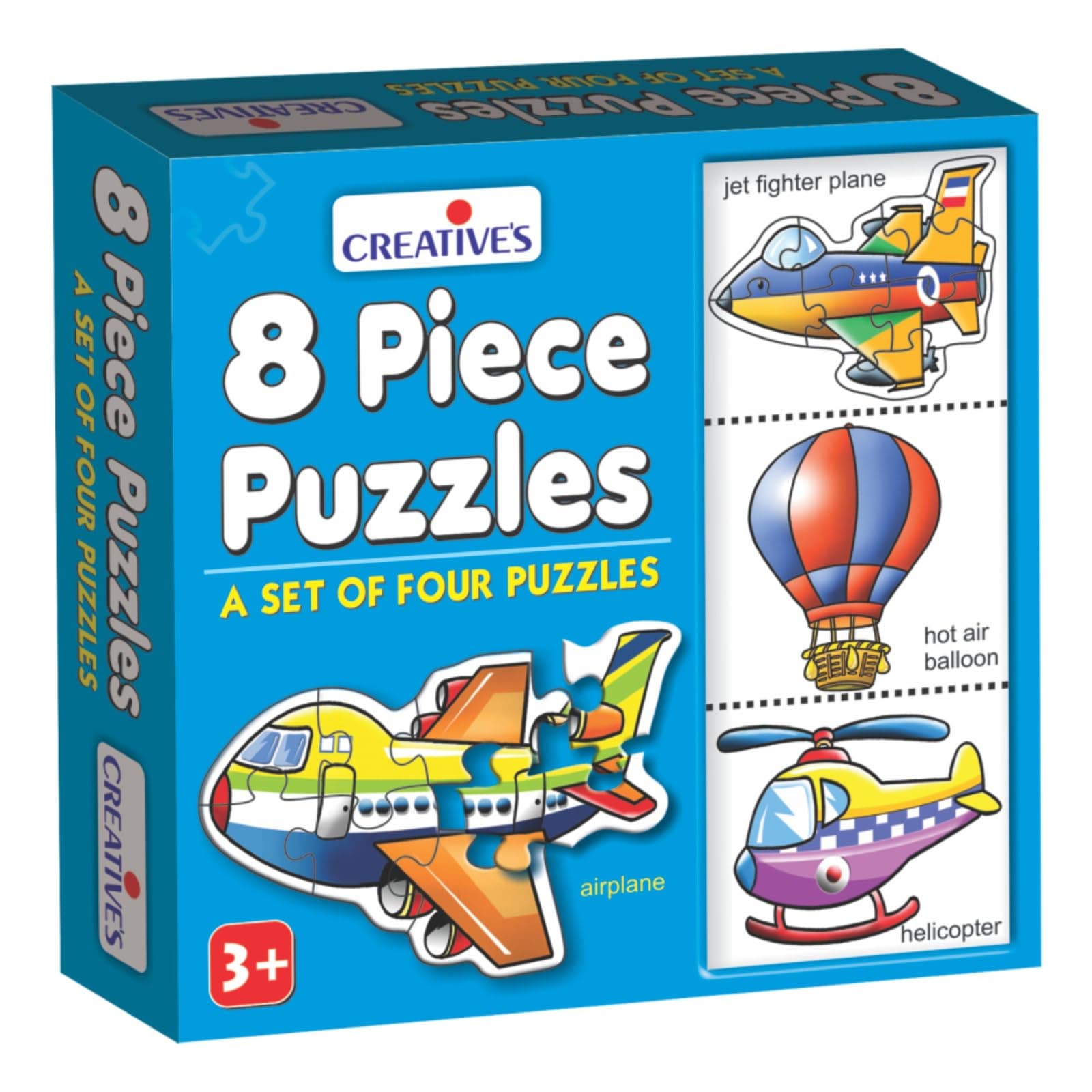 Creative's 8 Pieces Puzzle | Educational Jigsaw | Fun With Learning Toy Game | Air Transport 8 Piece Puzzles | Knowledge Of Air Transport (Fighter Plane, Hot Air Balloon , Helicopter & Airplane) Game For Kids 3 & Up