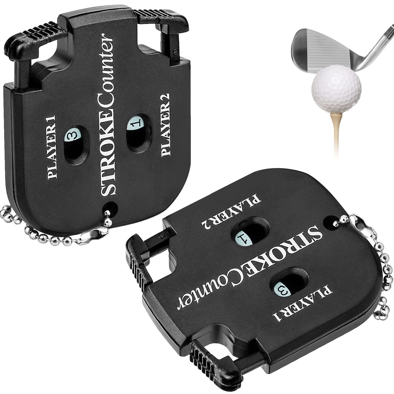 Luyoah2 Pcs Golf Score Indicator 2 Player Stroke Counter Portable Mini Golf Shot Counter with Key Chain for Golf Game Scorekeeper