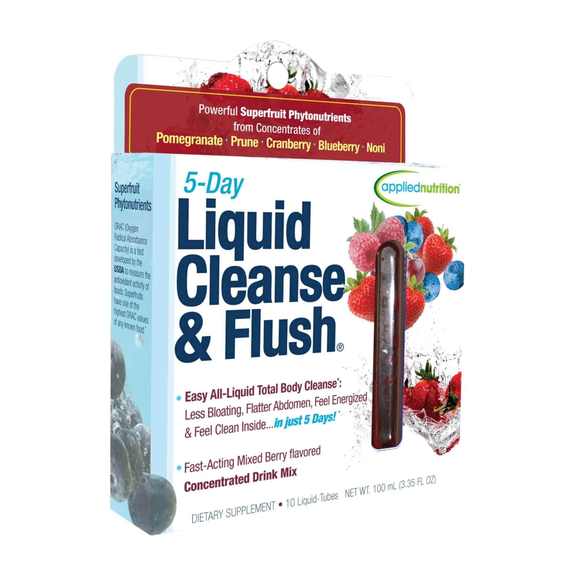 Applied Nutrition5-Day Liquid Cleanse & Flush, Fast-Acting Mixed Berry Total Body Cleanse, 10-Twist Tubes Box ,100ml(3.35Floz)