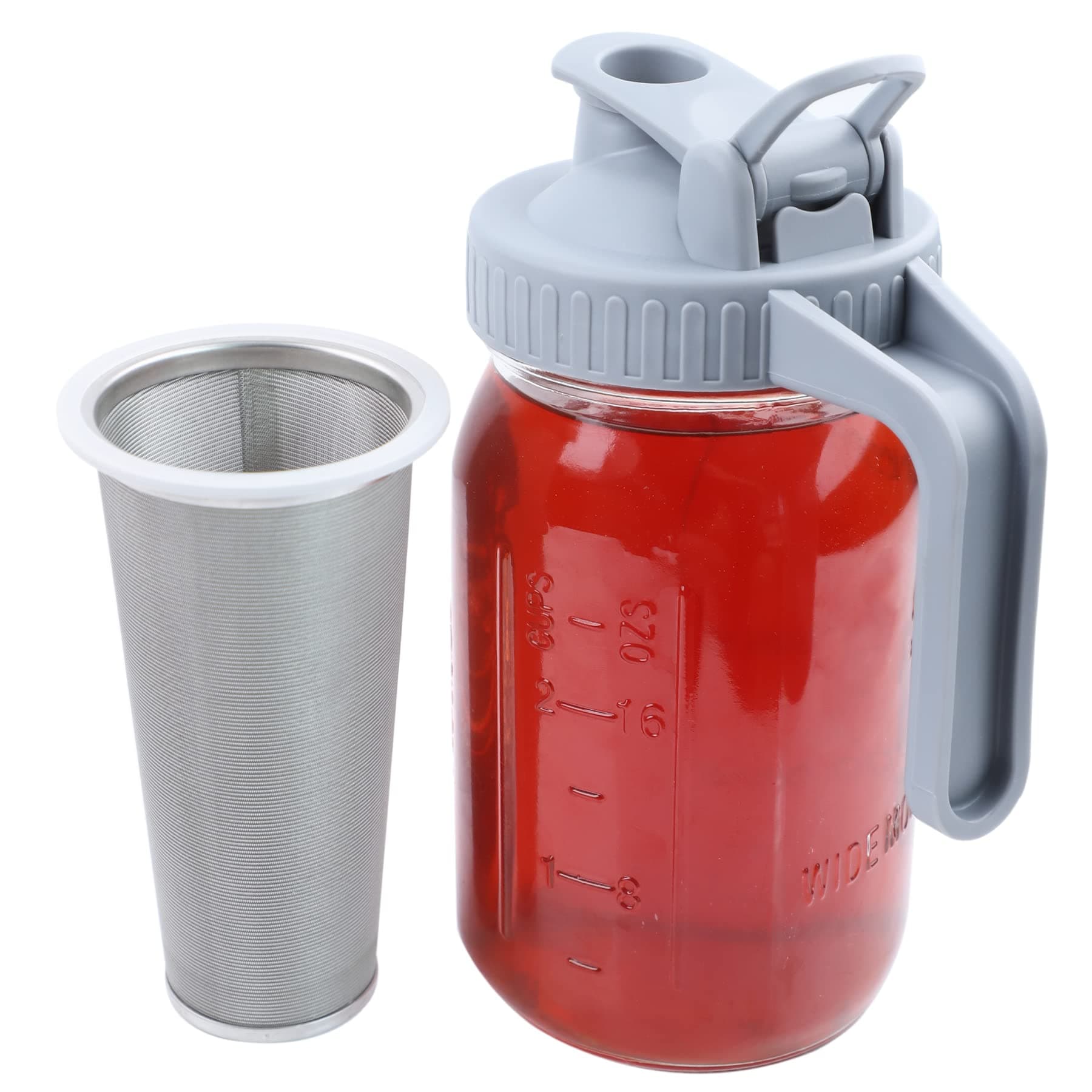 Mason Jar Cold Brew Coffee Maker 32 Oz (1 Quart) Iced Coffee Pitcher With Stainless Steel Filter, Easy To Pour Spout, Handle/Food Grade Airtight & Leak-Proof