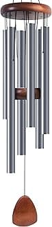 Bursvik Large Aluminium Wind Chimes 37 Inches to Create a Zen Atmosphere Suitable for Outdoor, Garden, Patio Decoration. Classic Wind Chimes with Wind Catcher Suitable as A Gift for Unisex(Blue Grey)