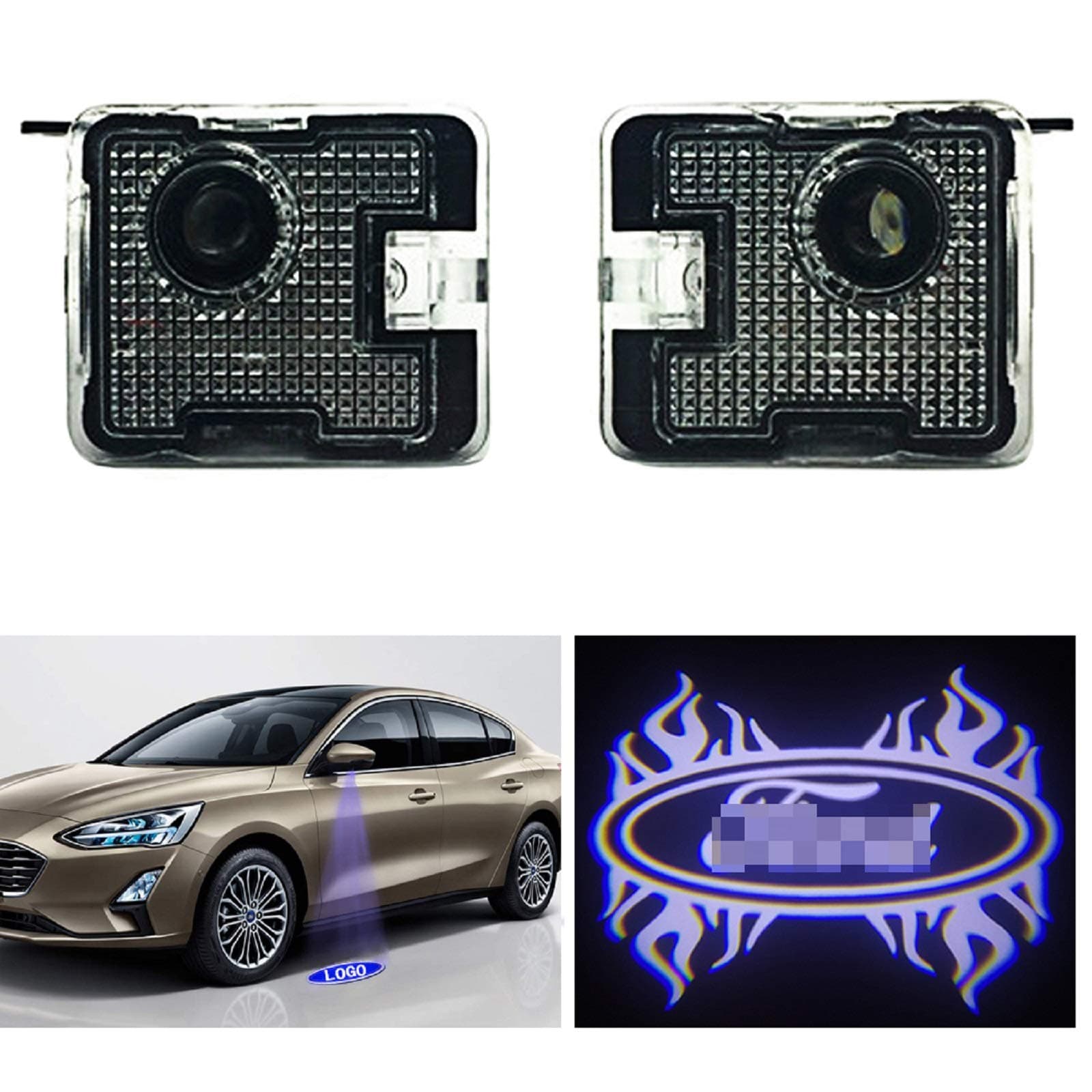 Car Side Mirror Puddle Light,Welcome Lights Projector Ghost Shadow Led Lamp Focus RS(BFIRE)
