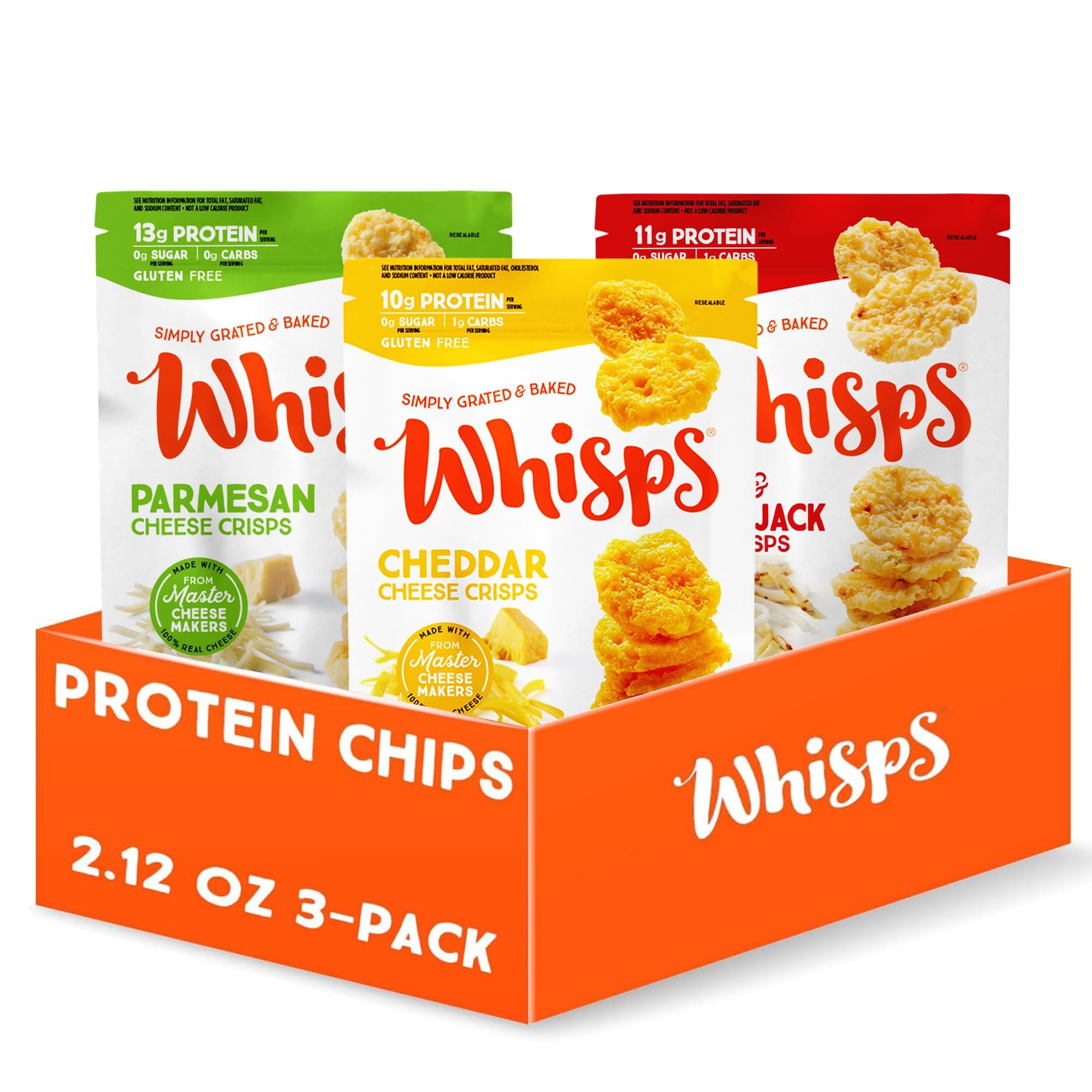 Cheese Crisps Variety Pack | Protein Chips | Healthy Snacks | Protein Snacks, Gluten Free, High Protein, Low Carb Keto Food | Parmesan, Asiago, Cheddar Cheese (2.12 Oz, 3 Pack)