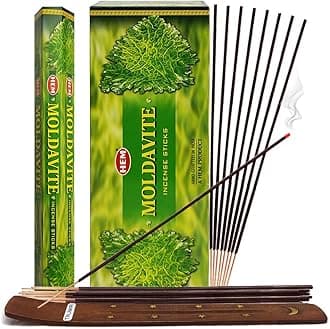 TRUMIRI Moldavite Incense Sticks & Holder Bundle: 120pcs (6x20) Sweetgrass Scent