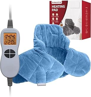 19''x24'' Weighted Neck & Shoulder Heating Pad, 2.5lbs with 12 Temperature Settings& 4 Auto-Off Timers, Pain Relief for Neck/Shoulder/Back, Christmas Gifts for Women Men Mom Dad(Light Blue)