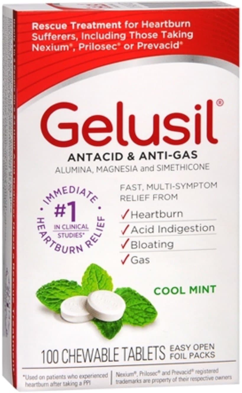 Antacid/Anti-Gas Tablets Cool Mint, 100 Tablets (Pack of 8)