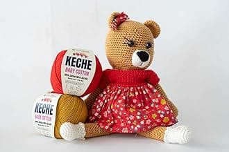 Keche Cotton Yarn, 60% Cotton 40% Acrylic Yarn, Soft Cotton Yarn for Crochet and Knitting, Amigurumi Yarn 4 Skeins/Balls [1.76 Oz (50g) / 180 Yrds (165m)] x 4 - Blue