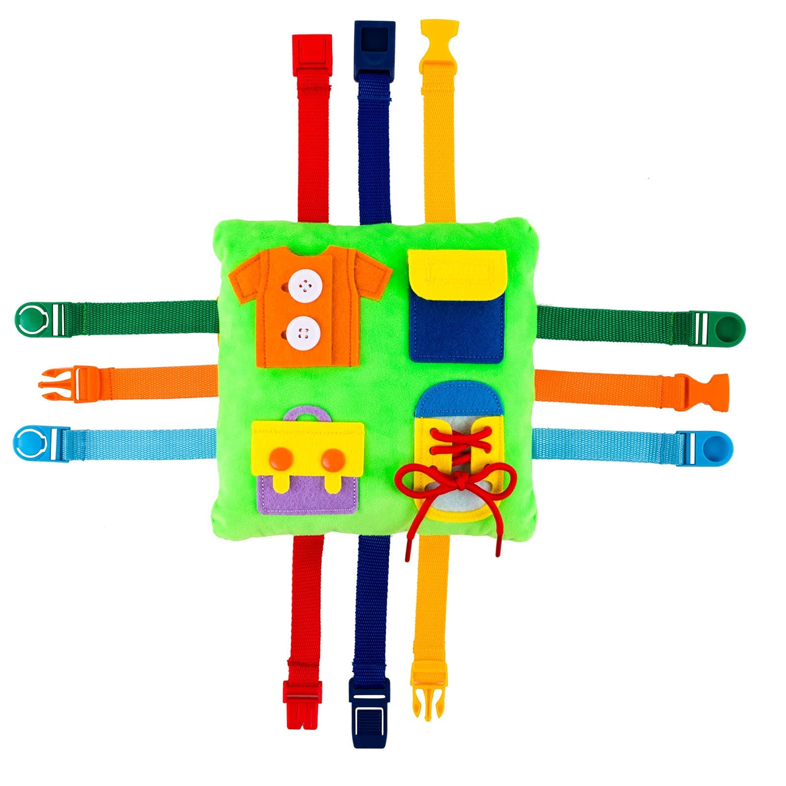 Busy Board - Sensory Activity Toy for Toddlers Developing Fine Motor Skills, Educational Toys for Learning to Dress and Numbers, Children's Basic Skills Board for Travel, Gift for Kids 12 Months+