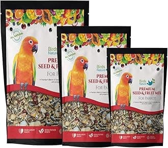BirdsNature Premium Seed & Fruit Mix for African Greys Parrot, Senegals, Amazons, Electus, Small Cockatoos, Conures, Caiques & Exotic Birds (20kg)