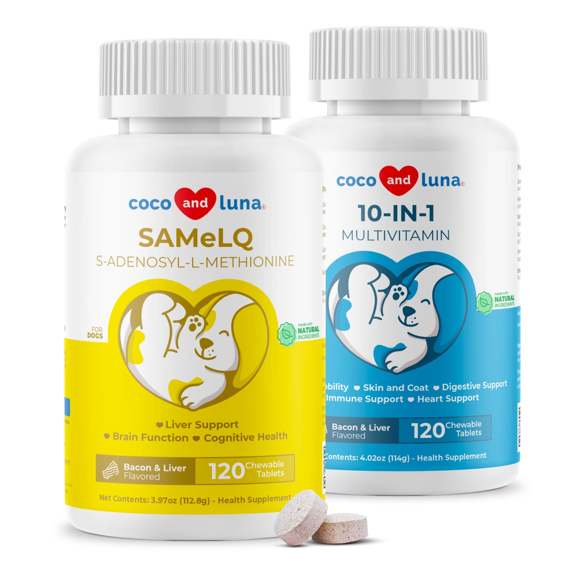 Same + 10 in 1 Multivitamin for Dogs - Liver Support, Hip and Joint Support, Skin Health, Immune Support and Digestive Health, Cognitive Health