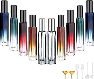 Segbeauty 10pcs Refillable Colorful Travel Perfume Bottle, 10ML Multi-color Empty Glass Atomizer, 0.34oz Portable Sprayer
