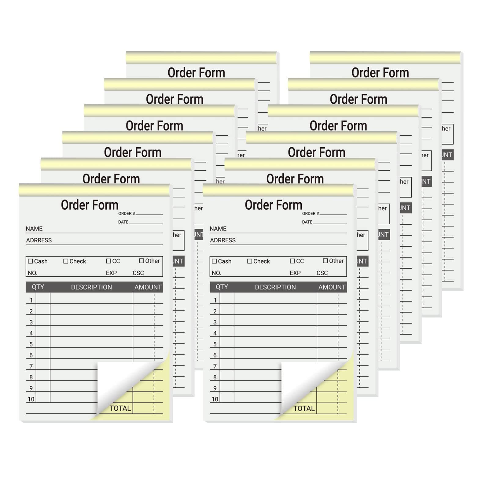 12 Pack Sales Order Book 3.5 x 5.5 Inch, 2 Part Carbonless Sale Receipt Books Invoice Book for Small Business, 50 Sets Each Pad,Total 600 Sets