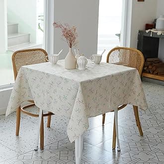 YiHomer Pastoral Square Tablecloth - 52 x 52 Inch Table Cloth - Washable Table Cover with Dust-Proof Wrinkle Resistant for Restaurant, Picnic, Bistro, Indoor and Outdoor Dining, Gardenia