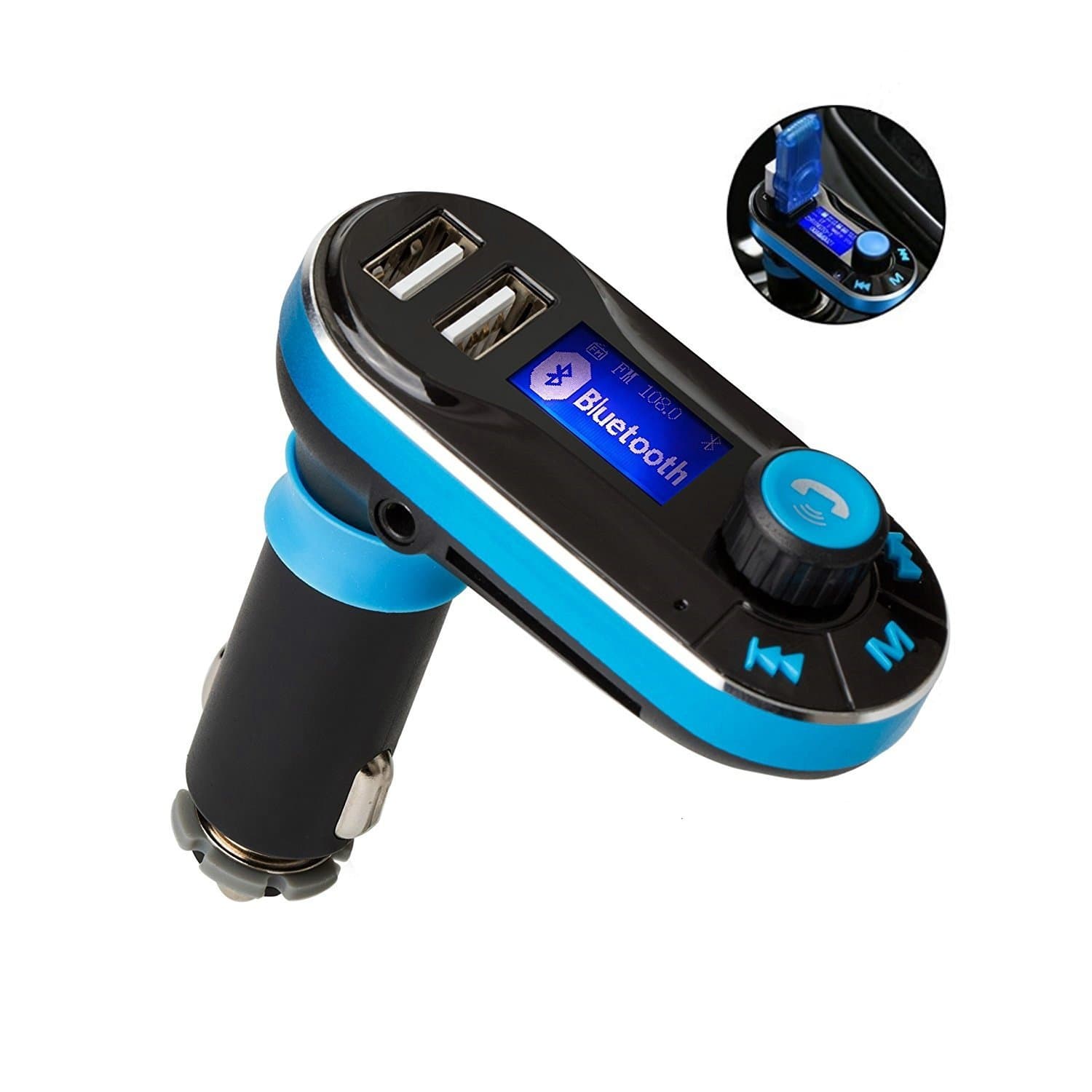 Bluetooth MP3 Player FM Transmitter LCD Hands-free Car Kit Dual USB Car Charger for iPhone 5 SE 6 6S 6S Plus, Samsung Galaxy, Note, HTC, iPad, Phone, etc