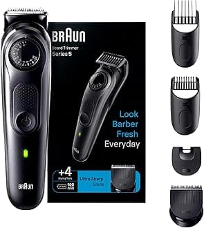 BT5410 Beard Trimmer for Men, Lifetime Sharp Blades, 39 Length Settings, 100-Min Runtime, Waterproof, 5 Min Quick Charge, Precision Trimming Comb, German Engineering