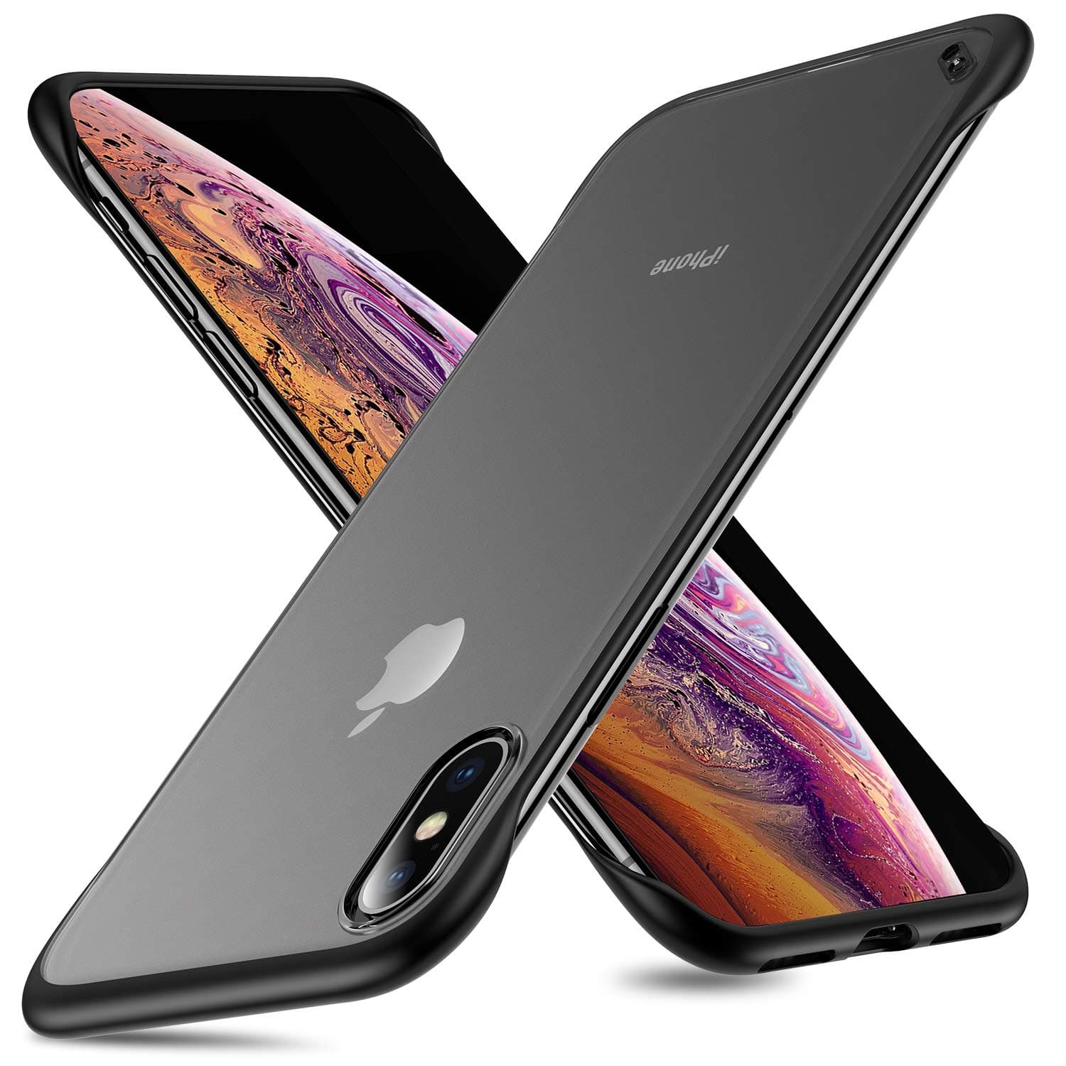 MSVII Frameless Case for iPhone Xs/iPhone X,Ultra Slim Translucent Matte Finish with TPU Protective Bumper Cover Case for iPhone X/iPhone Xs 5.8 Inch Black