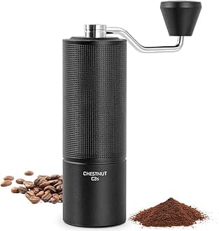 Chestnut C3S Manual Coffee Grinderwith Stainless Steel S2C Conical Burr, All-Metal Body, Adjustable Setting for Espresso/Pour Over/French Press, Capacity 25g, portable Hand Grinder, Black
