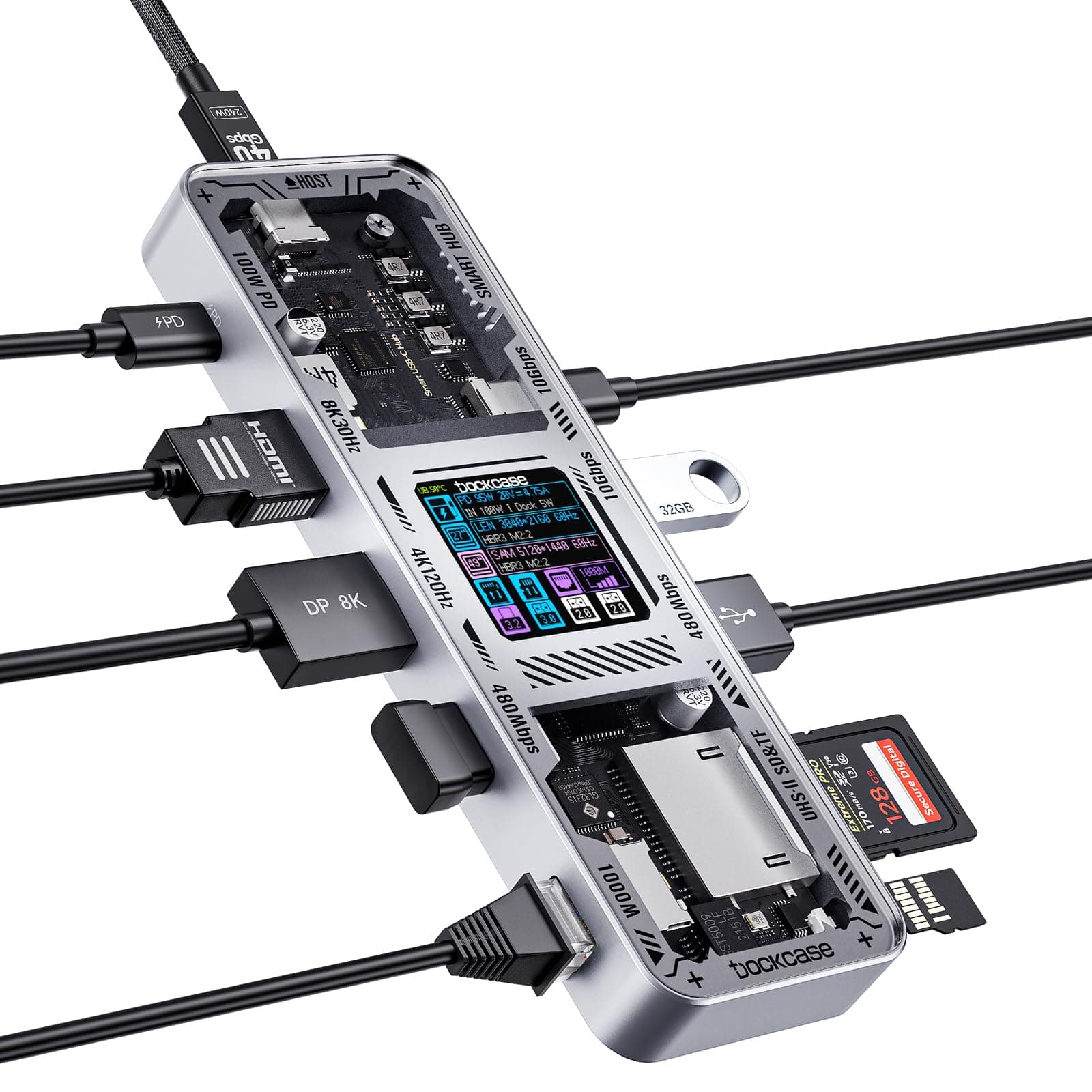 Explorer Edition USB C Hub (10-in-1) with 4K@60Hz HDMI & DP, Gigabit Ethernet,1 USB-C and 3 USB-A Ports,100W Power Delivery, UHS-II TF/SD Card Slot for MacBook Air/Pro,XPS,and More