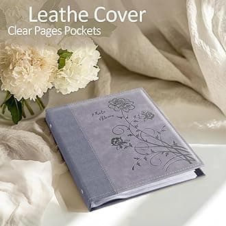 Miaikoe Photo Album 8x10 2 Packs Clear Pages Pockets Leathe Cover Slip Slide in Photo Album Each Holds 100 Vertical 8x10 Photos Picture Book for Wedding Family (Grey)