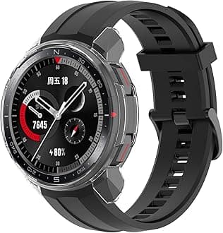 FitTurn Compatible with Huawei Honor Watch GS pro case,Soft Fashion Plated Metal Color Frame Shock Resistant Proof Cover Protective Protector Shell Bumper Accessory TPU Silicone Case (Clear)