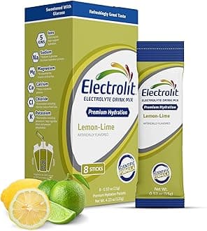Electrolit Electrolytes Powder Packets, Lemon Lime 8 Pack, Powdered Hydration Packets for Dehydration & Rehydration, Post Workout Flavored Hydrating Drink Mix, Gluten Free Daily Water Enhancer Sticks