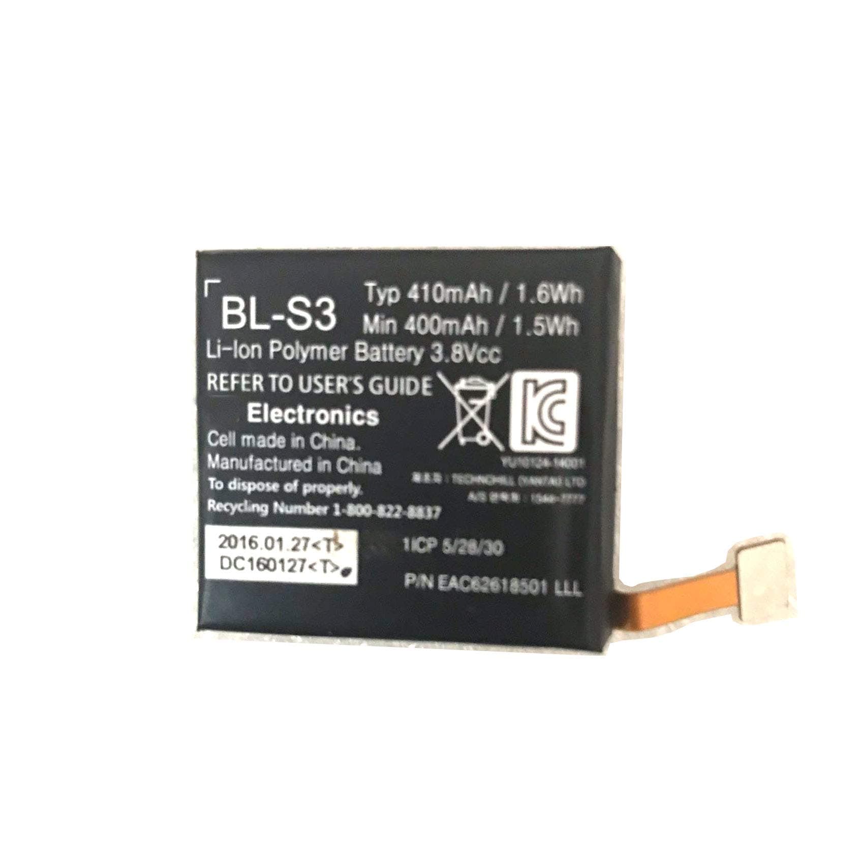 Compatible BL-S3 Battery Replacement for LG G Watch R W110 & Watch Urbane W150 410mAh 1.6Wh