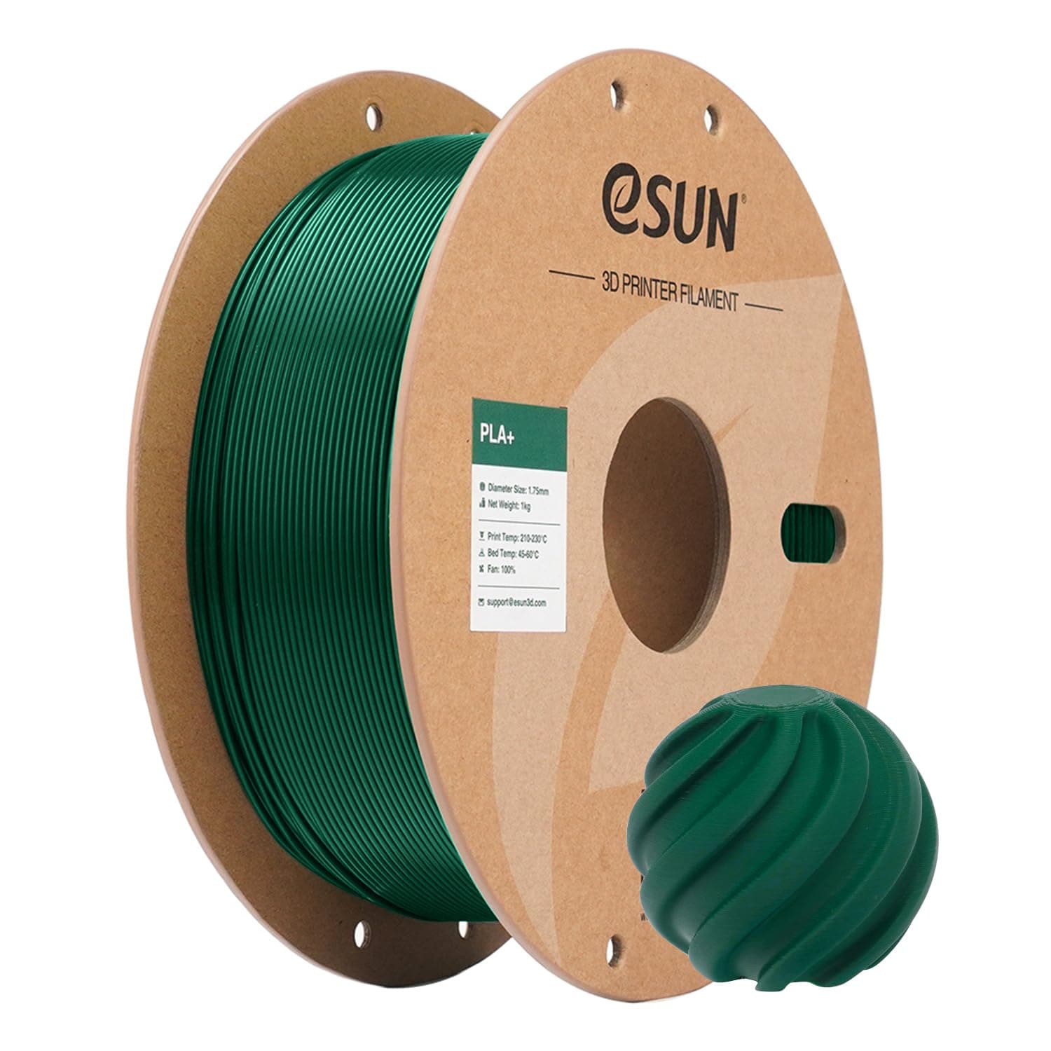 eSUN PLA+ Filament 1.75mm, 3D Printer Filament PLA Plus, Dimensional Accuracy +/- 0.03mm, 1KG Spool (2.2 LBS) 3D Printing Filament for 3D Printers, Pine Green