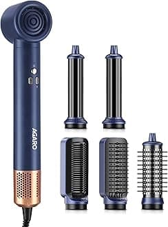 AGARO Imperial Multifunctional 6-in-1 Hair Styler, Brushless 1200W Motor, High Speed Ionic Hair Dryer, Blow Dryer Brush, Detachable Hair Styling Tools, Volumizing, Drying, Smoothing, Men & women, Blue