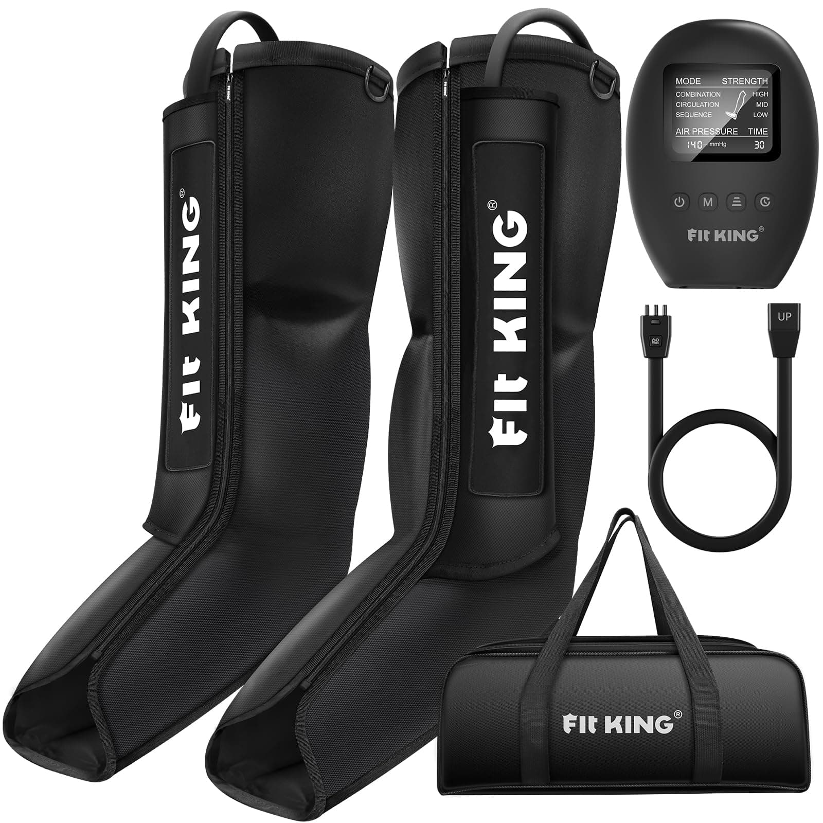 FIT KING Air Compression Recovery System, Sequential Massage Boots for Foot and Calf, Professional Compression Therapy Device Improves Leg Circulation and Pain Relief