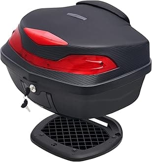 Motorcycle Tail Bag Motorcycle Trunk Box Motorcycles Accessories Motorcycles Bag Storage Scooter Trunk Motor cycle Top Case W/Soft Backrest, Lock, Handle For Helmet - 48l Capacity (Black)