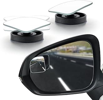 LivTee Blind Spot Car Mirror, Fan HD Glass Frameless Convex Side Mirror Blindspot, Reusable 360° Wide Angle Rear View Car Mirrors with Powerful Adjustable Suction Cup - Exterior Mirrors