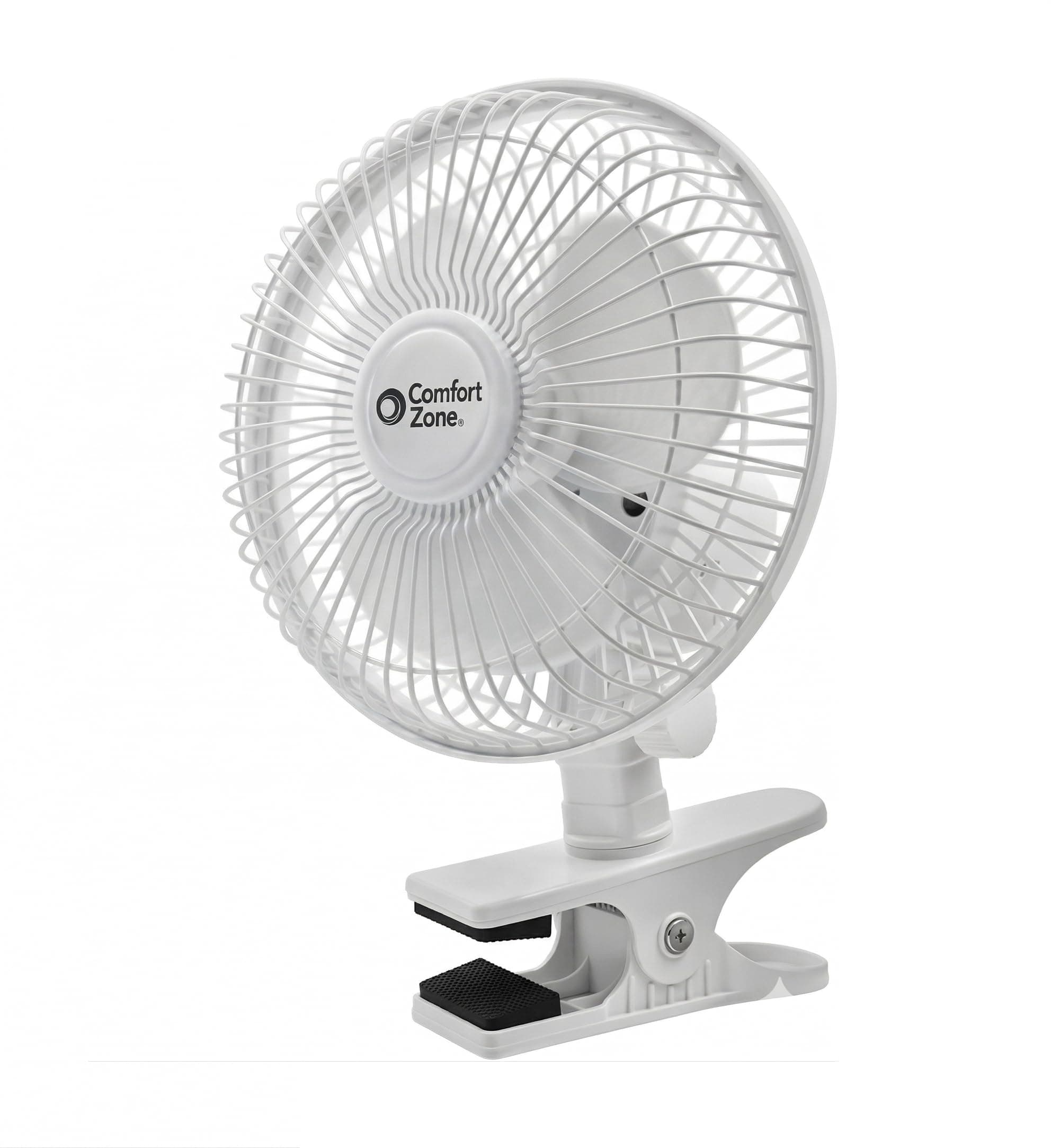 Comfort Zone Portable Clip on Fan with Fully Adjustable Tilt, Electric, 6 inch, Quiet, Indoor, 2 Speed, Mini Desk Fan, Table Fan, Airflow 6.53 ft/sec, Ideal for Home, Bedroom, Dorm & Office, CZ6C